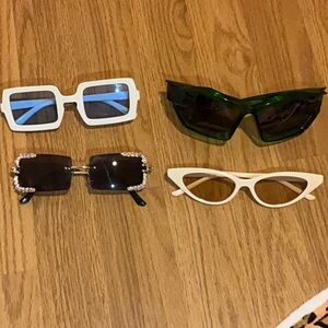 Mixed Vintage-Inspired Sunglasses Lot - White, Cream, Black, Green